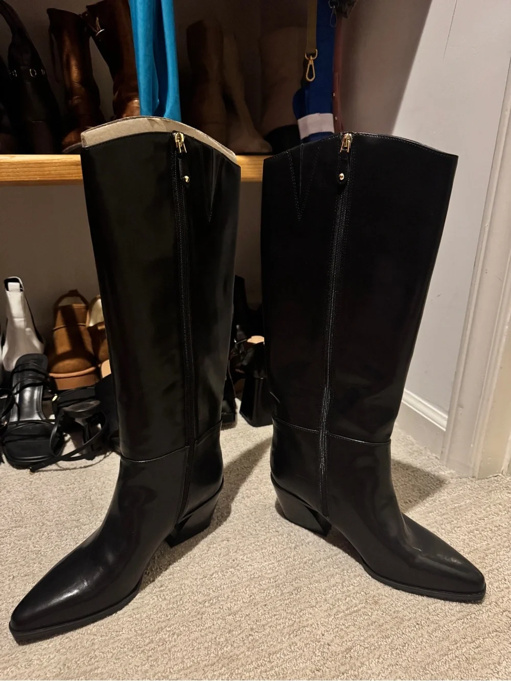 INC International Concepts Black Over-the-Knee Pointed-Toe Boots